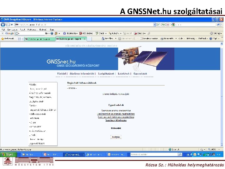 A GNSSNet. hu szolgáltatásai 