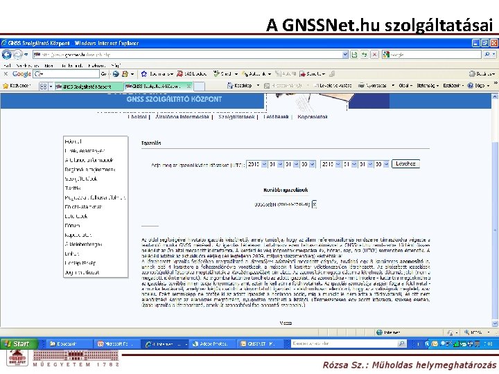 A GNSSNet. hu szolgáltatásai 