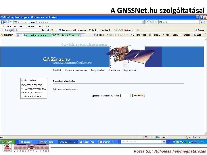A GNSSNet. hu szolgáltatásai 