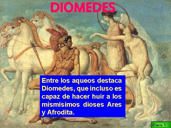 DIOMEDES Entre los aqueos destaca Diomedes, que incluso es capaz de hacer huir a