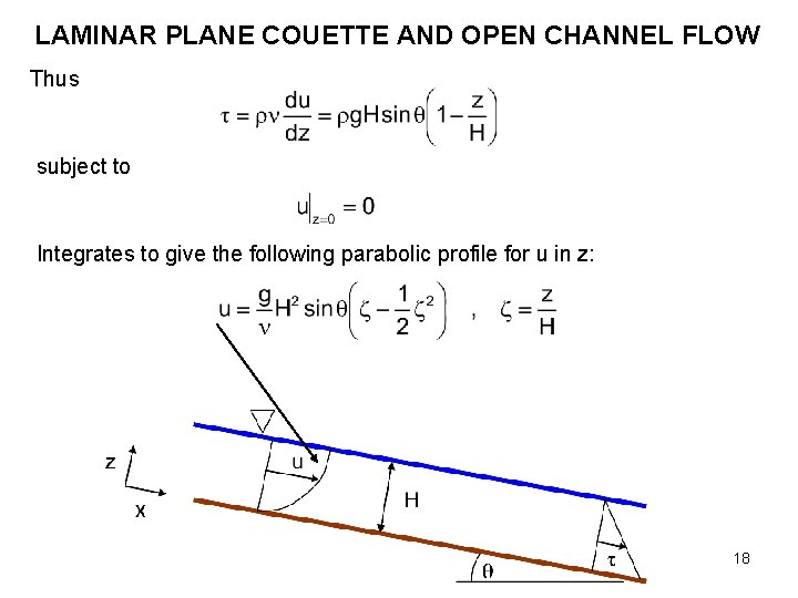 LAMINAR PLANE COUETTE AND OPEN CHANNEL FLOW Thus subject to Integrates to give the