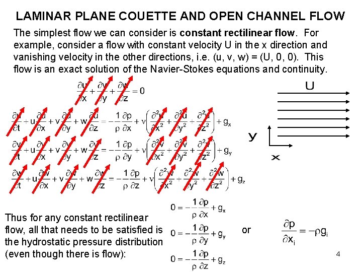 LAMINAR PLANE COUETTE AND OPEN CHANNEL FLOW The simplest flow we can consider is