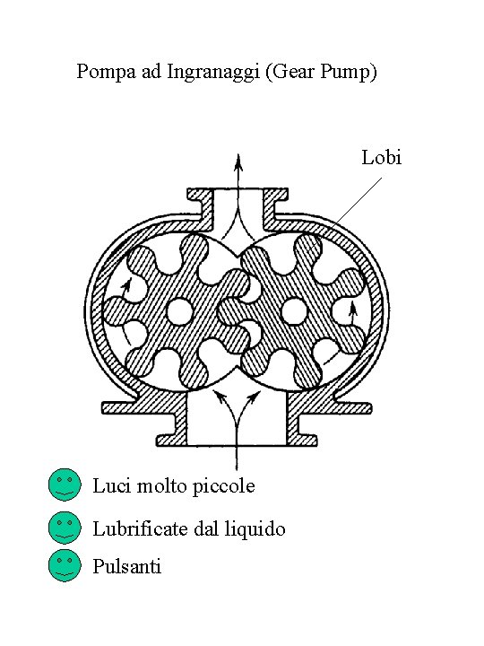 Pompa ad Ingranaggi (Gear Pump) Lobi Luci molto piccole Lubrificate dal liquido Pulsanti 