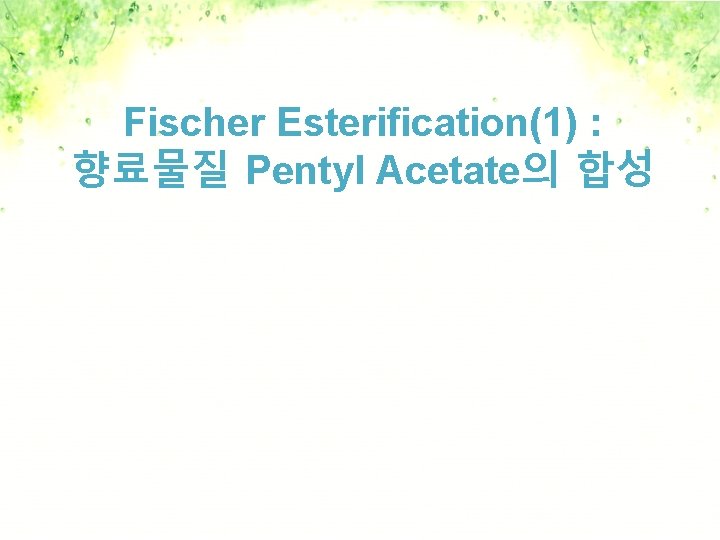 Fischer Esterification(1) : 향료물질 Pentyl Acetate의 합성 