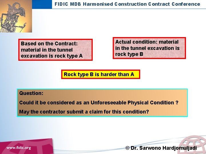 FIDIC MDB Harmonised Construction Contract Conference Based on the Contract: material in the tunnel