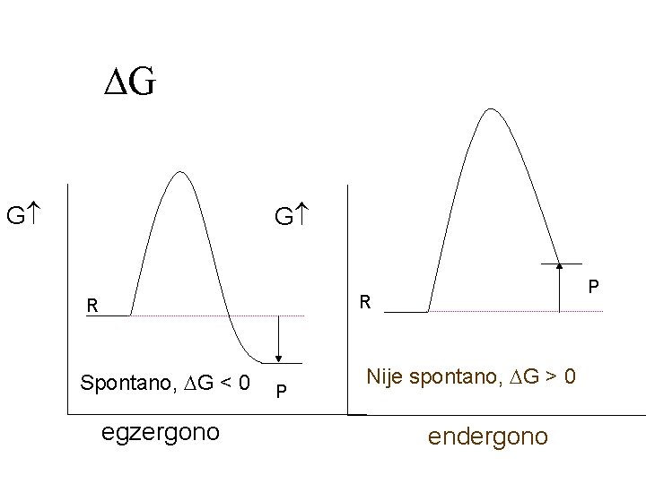  G G G P R R Spontano, G < 0 egzergono P Nije