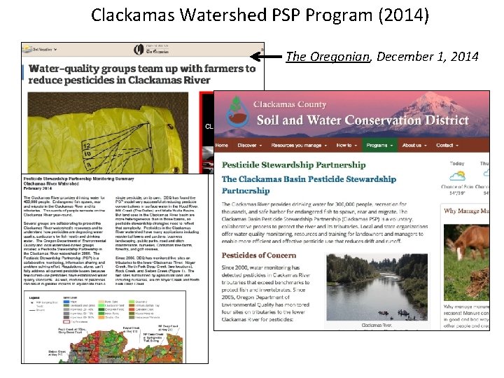 Clackamas Watershed PSP Program (2014) The Oregonian, December 1, 2014 