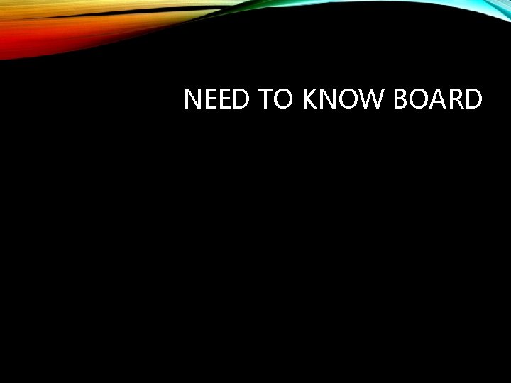 NEED TO KNOW BOARD 