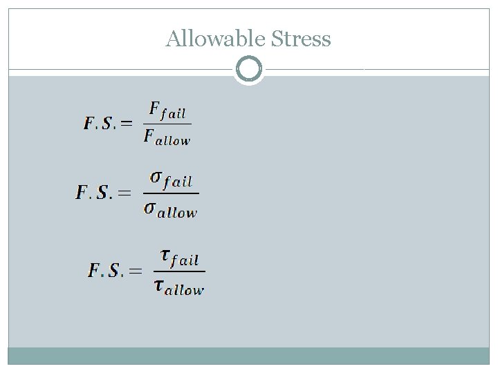 Allowable Stress Allowable Stress