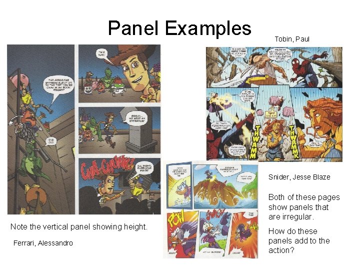 Panel Examples Tobin, Paul Snider, Jesse Blaze Both of these pages show panels that