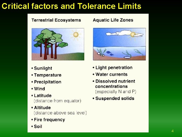 Critical factors and Tolerance Limits 4 
