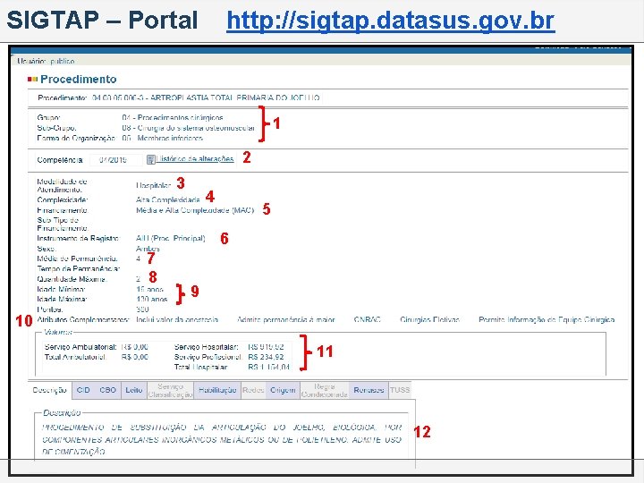SIGTAP – Portal http: //sigtap. datasus. gov. br 1 2 3 4 5 6