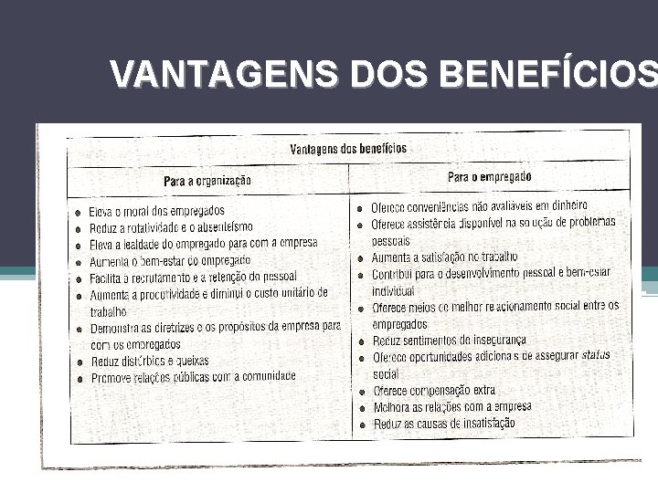 VANTAGENS DOS BENEFÍCIOS 10 