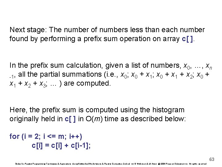 Next stage: The number of numbers less than each number found by performing a
