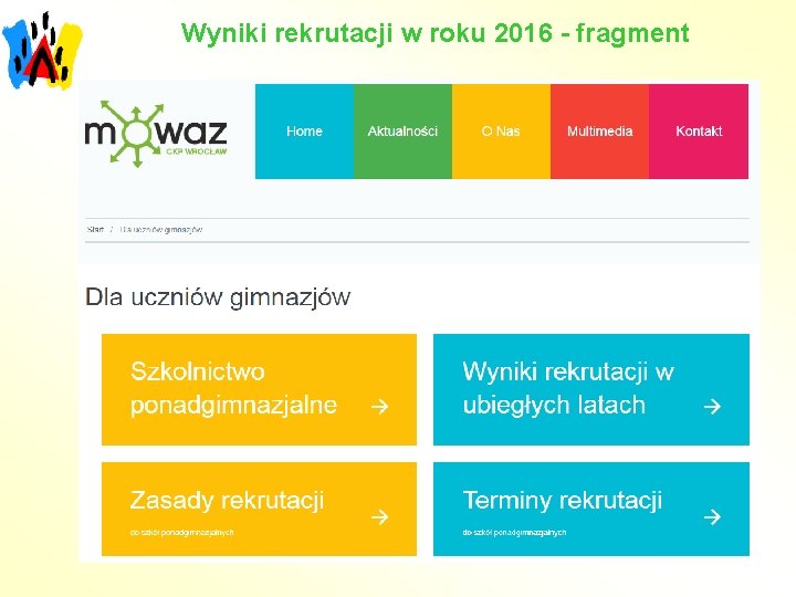 Wyniki rekrutacji w roku 2016 - fragment 