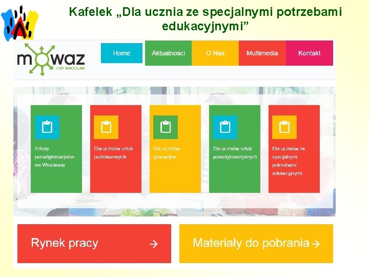 Kafelek „Dla ucznia ze specjalnymi potrzebami edukacyjnymi” 