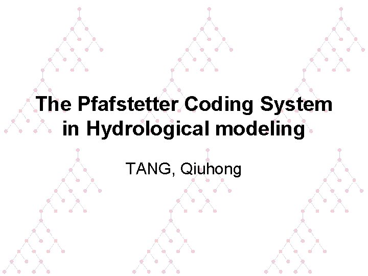 The Pfafstetter Coding System in Hydrological modeling TANG, Qiuhong 
