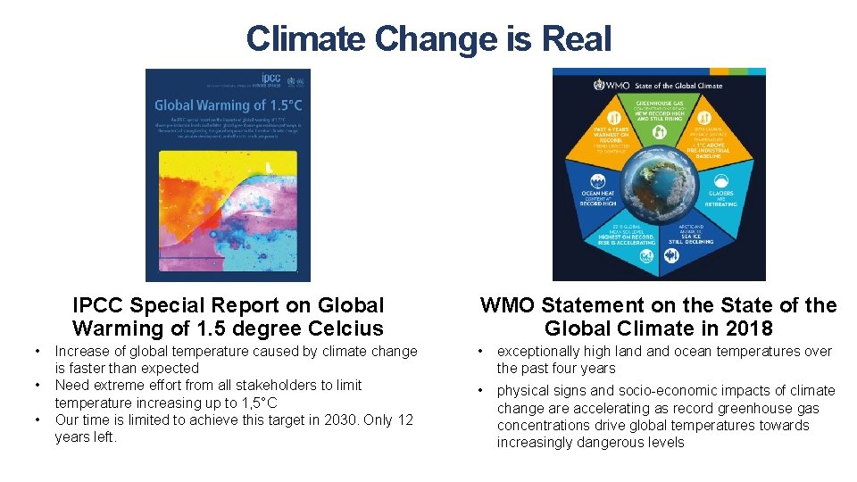 Climate Change is Real IPCC Special Report on Global Warming of 1. 5 degree
