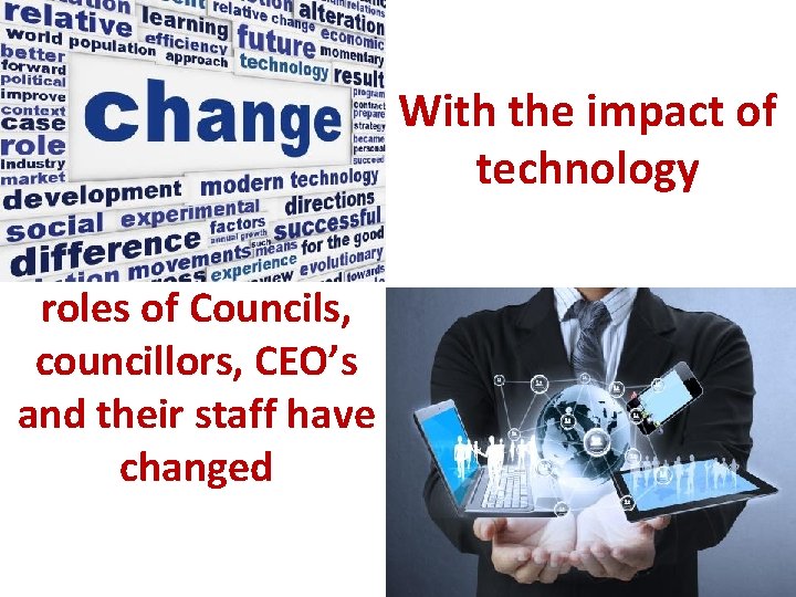 With the impact of technology roles of Councils, councillors, CEO’s and their staff have