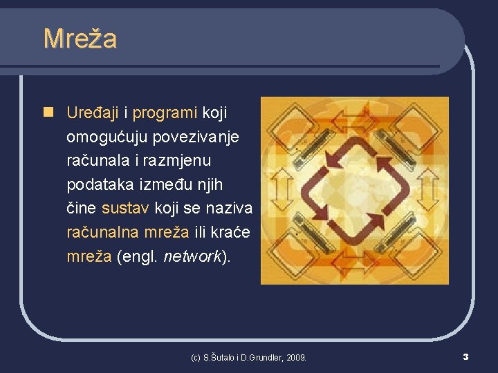 Mreža n Uređaji i programi koji omogućuju povezivanje računala i razmjenu podataka između njih