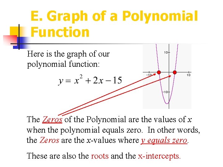 E. Graph of a Polynomial Function Here is the graph of our polynomial function: