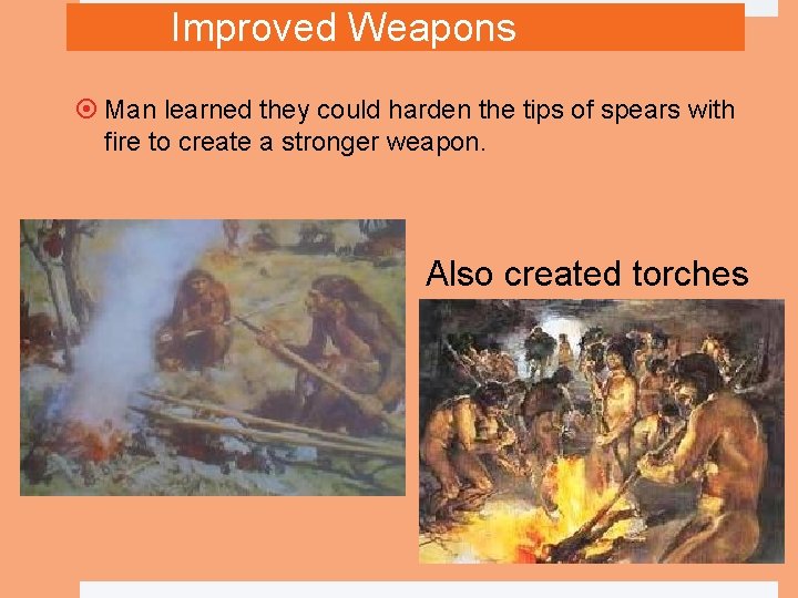 Improved Weapons Man learned they could harden the tips of spears with fire to