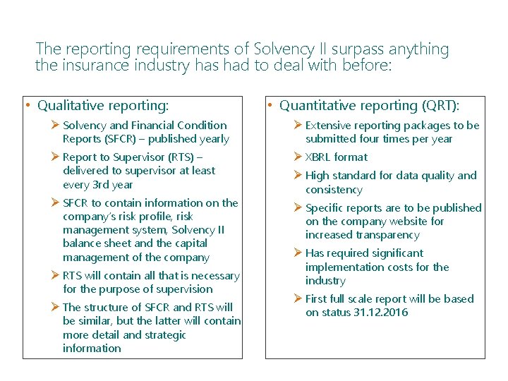 The reporting requirements of Solvency II surpass anything the insurance industry has had to