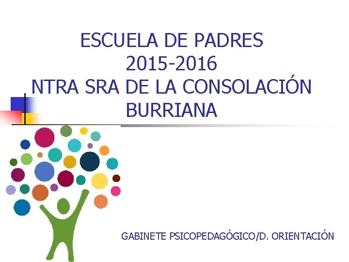 ESCUELA DE PADRES 2015 -2016 NTRA SRA DE LA CONSOLACIÓN BURRIANA GABINETE PSICOPEDAGÓGICO/D. ORIENTACIÓN ESCUELA DE PADRES 2015 -2016 NTRA SRA DE LA CONSOLACIÓN BURRIANA GABINETE PSICOPEDAGÓGICO/D. ORIENTACIÓN
