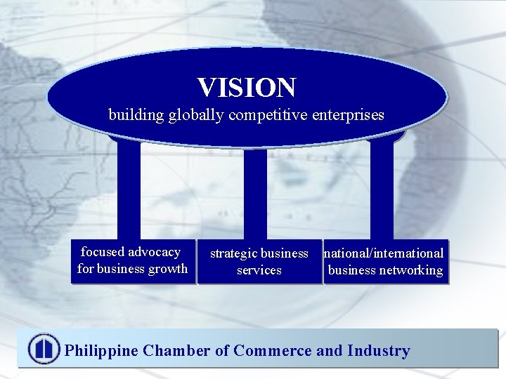 VISION building globally competitive enterprises focused advocacy for business growth strategic business services national/international