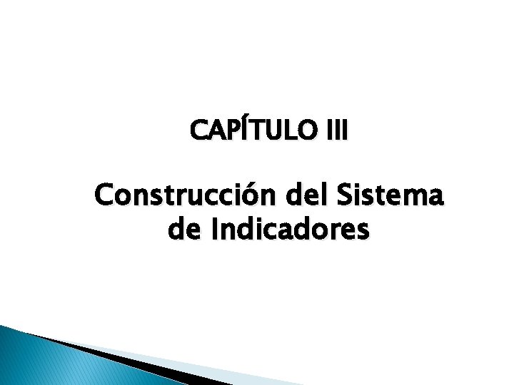 CAPÍTULO III Construcción del Sistema de Indicadores CAPÍTULO III Construcción del Sistema de Indicadores