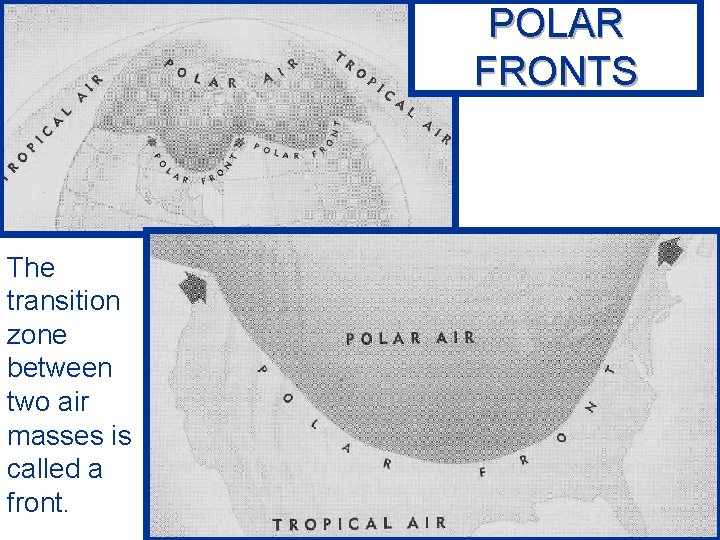 POLAR FRONTS The transition zone between two air masses is called a front. 