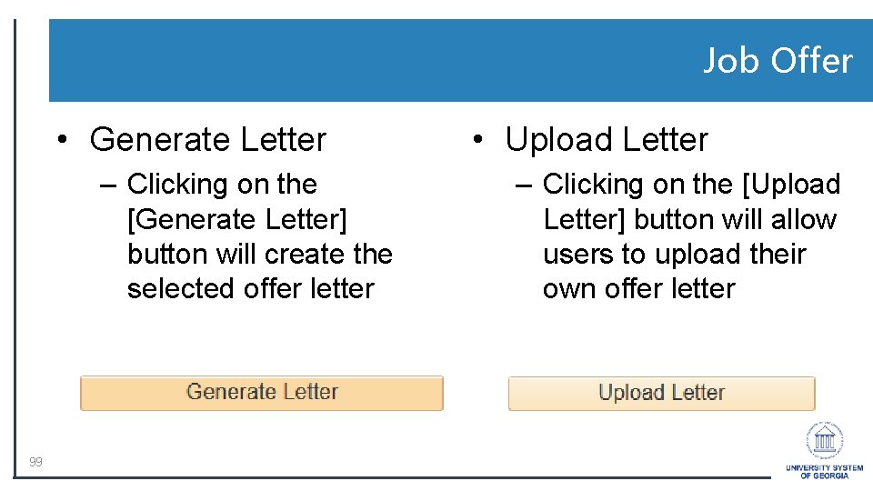 Job Offer • Generate Letter – Clicking on the [Generate Letter] button will create