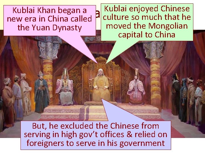 Kublai enjoyed Chinese Kublai Khan began a Kublai Khan culture so much that he