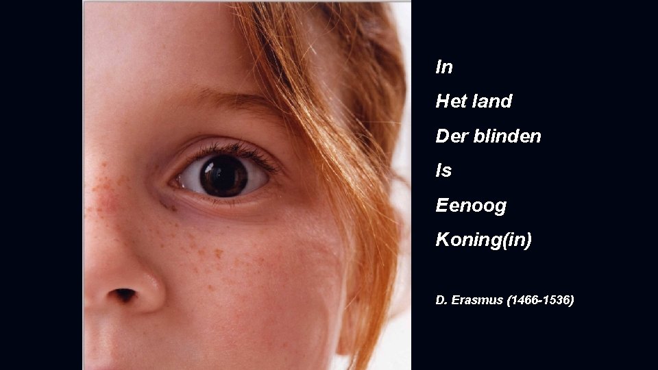 In Het land Der blinden Is Eenoog Koning(in) D. Erasmus (1466 -1536) 