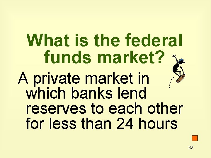 What is the federal funds market? A private market in which banks lend reserves