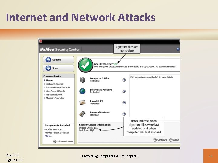 Internet and Network Attacks Page 561 Figure 11 -6 Discovering Computers 2012: Chapter 11
