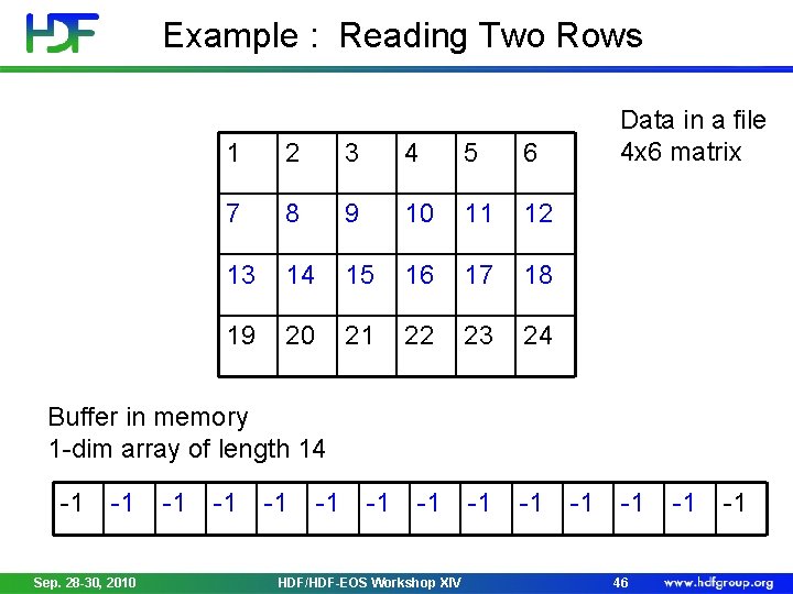 Example : Reading Two Rows 1 2 3 4 5 6 7 8 9