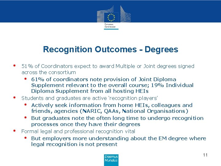 Recognition Outcomes - Degrees • • • 51% of Coordinators expect to award Multiple