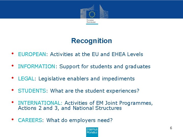 Recognition • EUROPEAN: Activities at the EU and EHEA Levels • INFORMATION: Support for