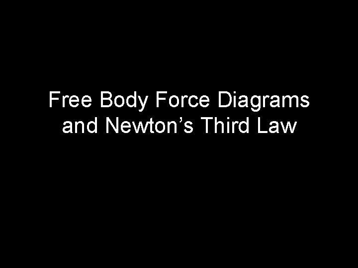 Free Body Force Diagrams and Newton’s Third Law 