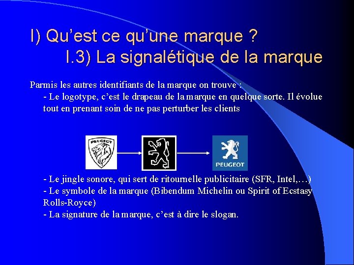 I) Qu’est ce qu’une marque ? I. 3) La signalétique de la marque Parmis