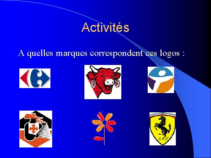 Activités A quelles marques correspondent ces logos : 