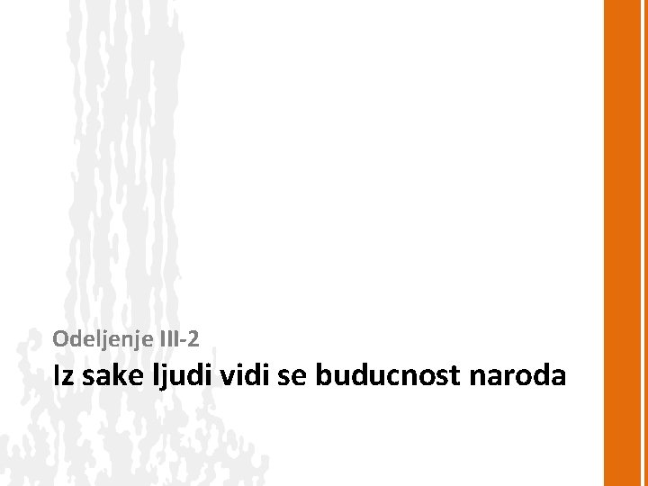 Odeljenje III-2 Iz sake ljudi vidi se buducnost naroda 