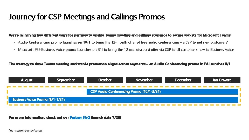 Journey for CSP Meetings and Callings Promos We’re launching two different ways for partners