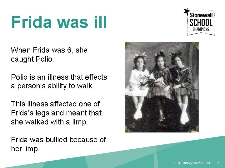 Frida was ill When Frida was 6, she caught Polio is an illness that