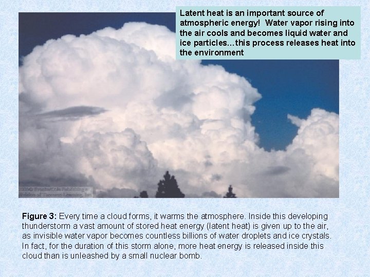 Latent heat is an important source of atmospheric energy! Water vapor rising into the