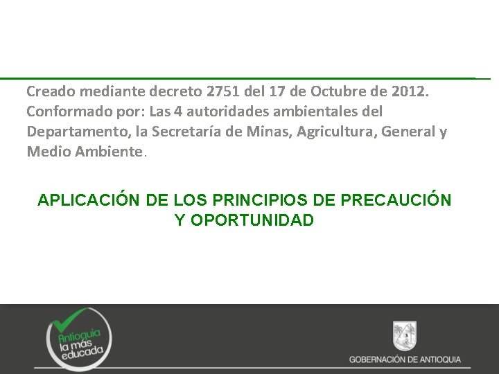 Creado mediante decreto 2751 del 17 de Octubre de 2012. Conformado por: Las 4