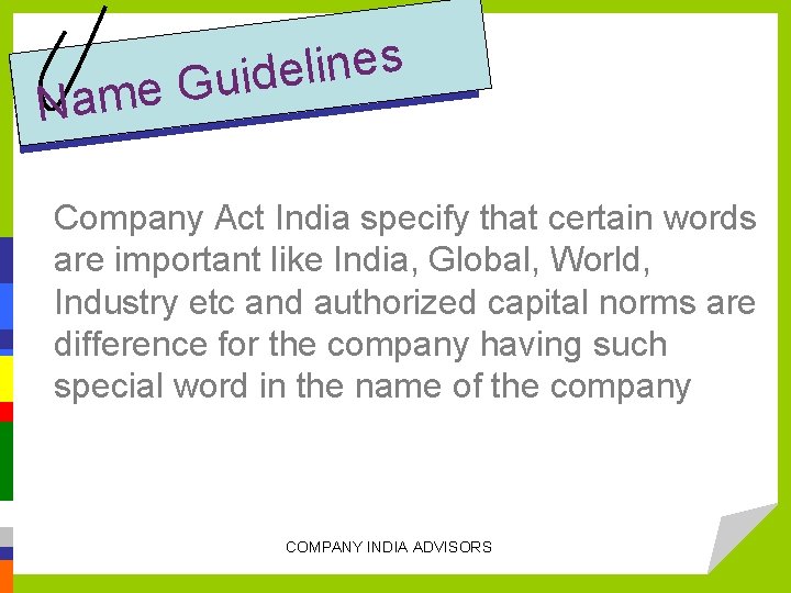 s e n i l e d i u G Name Company Act India