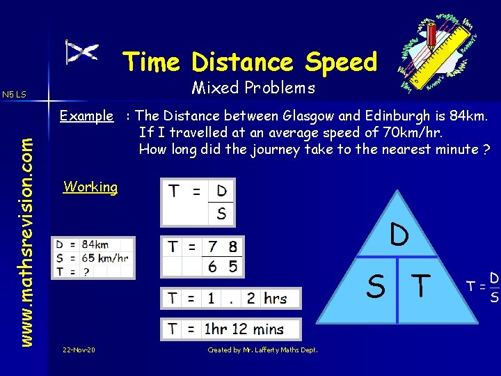 Time Distance Speed Mixed Problems www. mathsrevision. com N 5 LS Example : The