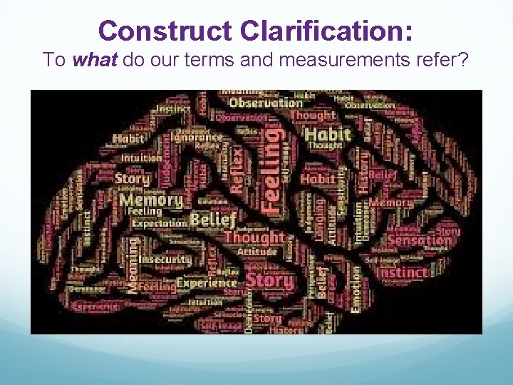 Construct Clarification: To what do our terms and measurements refer? 